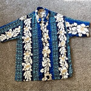 Men's Floral Blue and White Casual Shirt